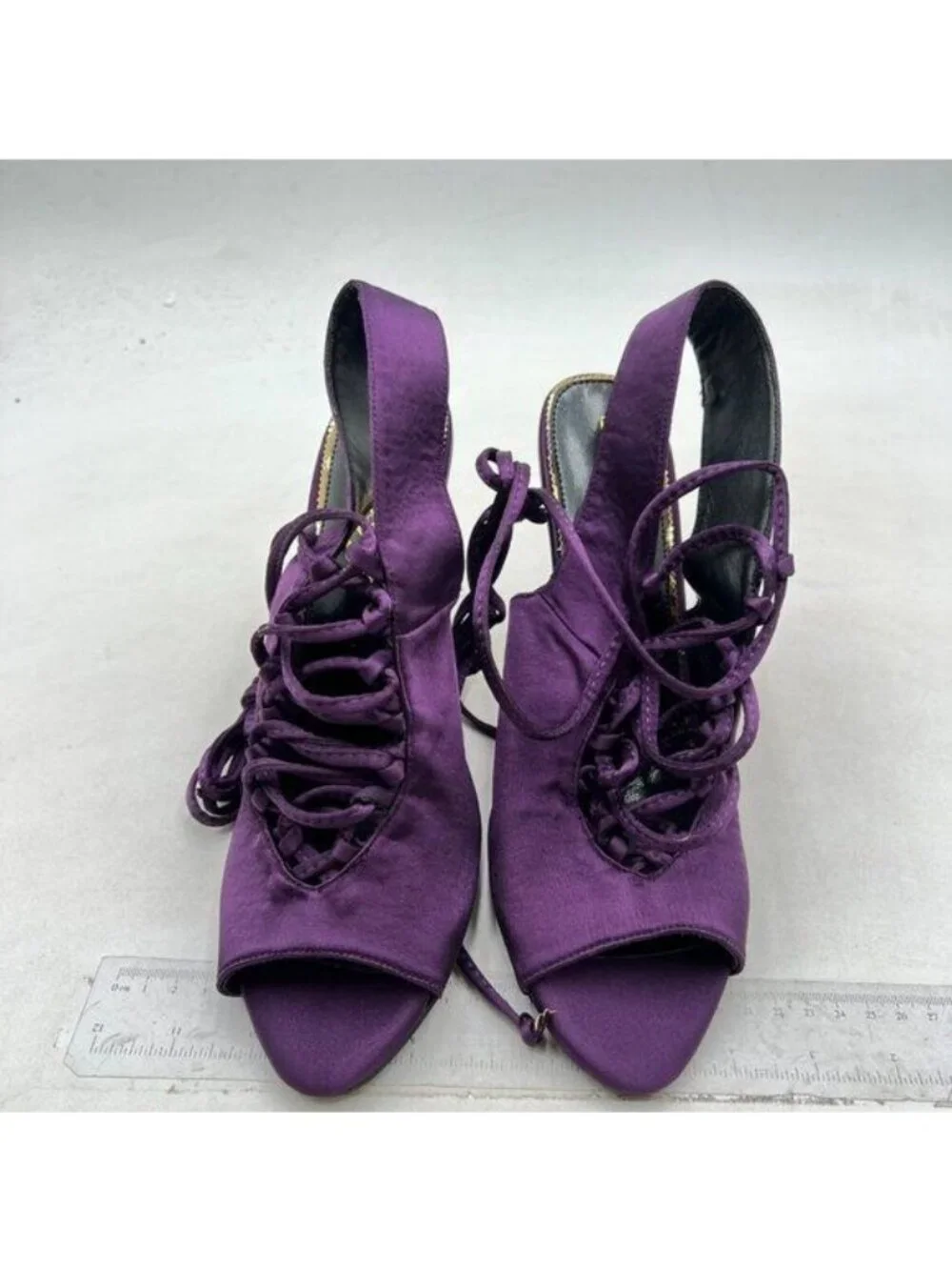 Women's Peep Toe Stilettos High Heeled Sandals Fashion Lace Up Zip Ladies Purple
